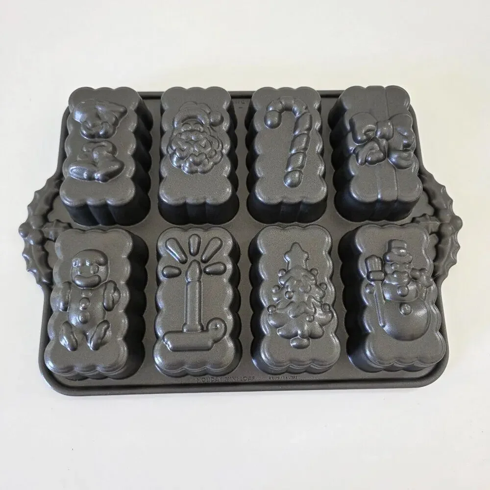 Nordic Ware Holiday Bakeware Pan Nonstick Christmas Mini Loaf Mold USA